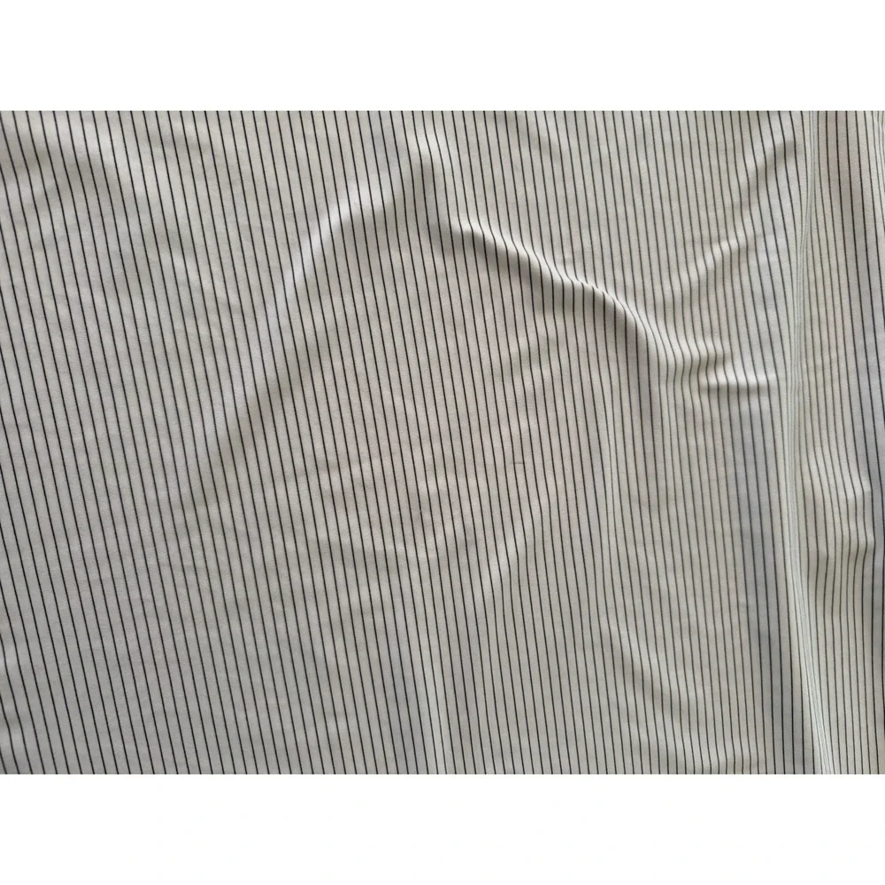 Cutter & Buck Mens Large White Navy Striped Short Sleeve Golf Polo Shirt Stretch